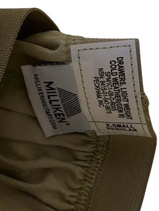 US Army X-Small Regular Silks Gen III Level 1 Kaltwetterhose Bottom Sand Goo