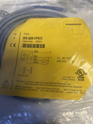 Turck BI5-Q08-VP6X2 Induktiver Sensor PNP 10–30V DC – neu mit OVP0