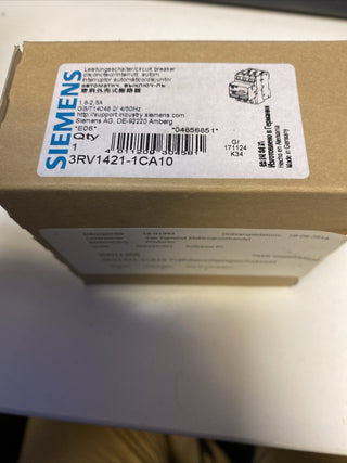Siemens SIRIUS 3RV1421-1CA10 Leistungsschalter 1,8-2,5A | Trafoschutz | NEU/OVP2