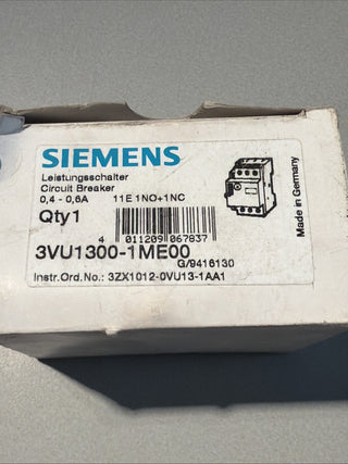 Siemens 3VU1300-1ME00 3VU13 00-1ME00 Leistungsschalter -415V-690V,0