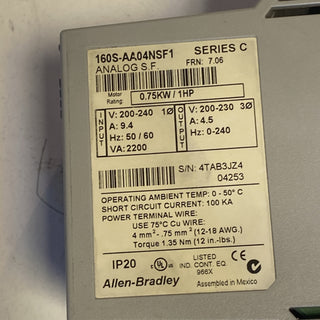 Allen-Bradley 160S-AA02NSF1 Smart Speed Controller SSC 0,37kW 0,5HP – Gebraucht6