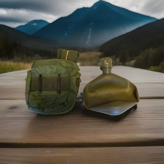 US MILITARY ISSUE 2 QT Canteen Cover mit Flasche olive drab neu10
