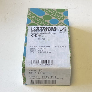 50x Phoenix Contact MT 1,5-PE Schutzleiter-Reihenklemme 3100318 OVP Set
