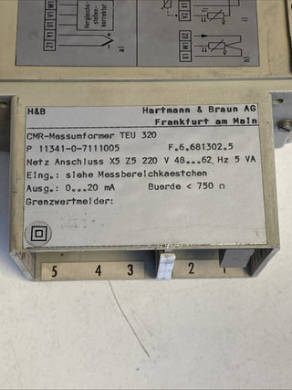Hartmann & Braun 11341-0-7111005 TEU 320 - UMP Messumformer / Transducer2