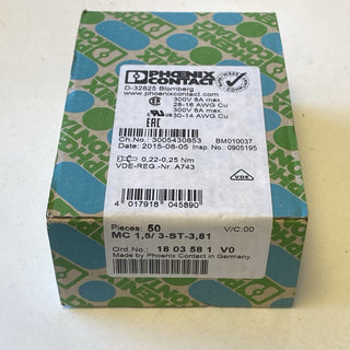 50x Phoenix Contact MC 1,5/ 3-ST-3,81 (Art.Nr. 1803581) Leiterplattenstecker – N