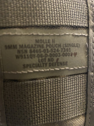 US Army MOLLE Einmagazin-Munitionsbeutel, 9mm, NSN 8465-01-524-73613