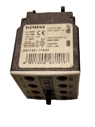 Siemens 3RH1921-1FA22 Auxiliary Contact 3RH1 921-1FA220