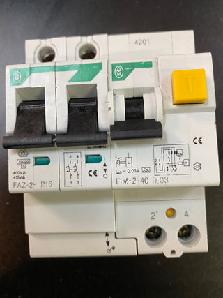 Moeller Eaton Set: FAZ-B16/2 Leitungsschutzschalter + FIM-2-40 FI-Anbaublock0