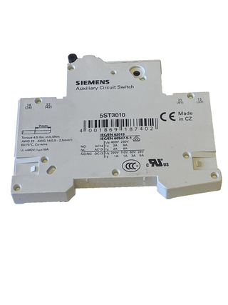Siemens 5ST3010 Hilfsstromschalter 1NO+1NC 5ST301.AS neu o. OVP0