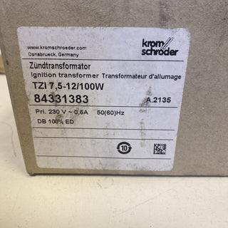 Kromschröder TZI 7,5-12/100W Zündtrafo 84331383 230V neu o. OVP1