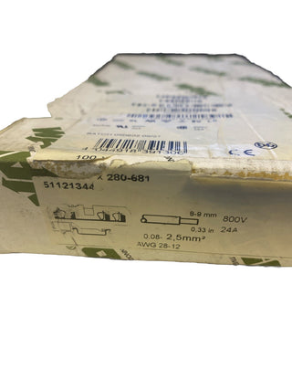 100x WAGO 280-681 3-Leiter-Durchgangsklemme Grau 2,5mm² Hutschienenklemme NEU1