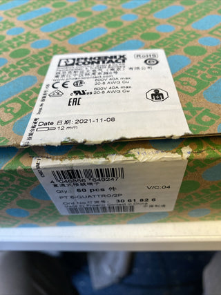 38x Phoenix Contact PT 6-QUATTRO/2P Reihenklemme Einfach Grau,5