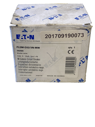 Eaton PLSM-D32/3N-MW Leitungsschutzschalter 32A Char. D 10kA 3P+N (242569) – NEU0