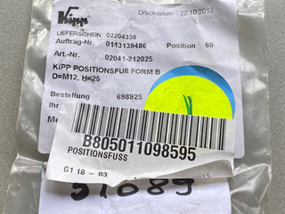 KIPP Positionsfuß M12x20 H=25 Form A Vergütungsstahl Auflagestützfuß SW19 neu2