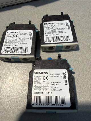 3XSiemens SIRIUS Hilfsschalterblock 3RH1921-1CA10 (1 NO / 1 Schließer) – NEU/OVP0