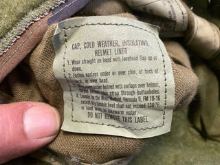 US Military Original Woodland Camo Helm Liner Kälteschutz Gr. 7 NSN 8415-01-099-8