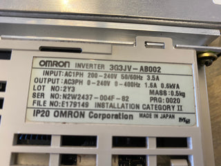 Omron Sysdrive Wechselrichter Typ 3G3JV-AB002, Eingang: 200-240V, 50/60Hz, 3.5A,5