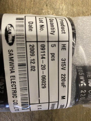 5x Samwha HE 315V 220µF Elektrolytkondensator neu2