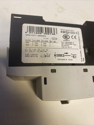 Motorleistungsschalter 0,11...0,16 A Unterbrechung 100 kA Siemens 3RV1011-0AA205