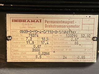 INDRAMAT MKD090B-0-PD-4-C/110-B-1/WA611XX AC-Servomotor mit Stegmann AG 661 22 41