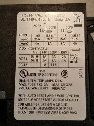 1x Siemens Sirius 3VA9988-0BF22 Überlastrelais 5,5-8A 690V Schalter #12 NEU o.OV1