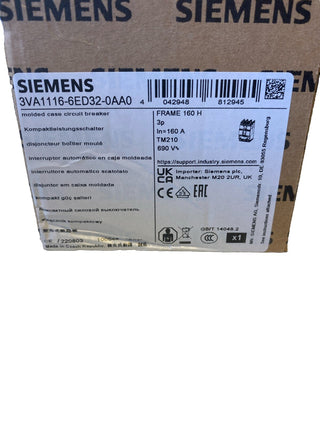 Siemens Leistungsschalter 3VA1 70kA TM210 FTFM160A 3VA1116-6ED32-0AA01