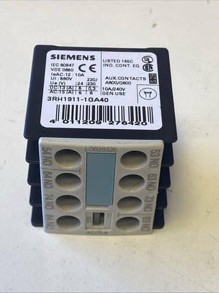 Siemens 3RH1911-1GA40 Hilfsschalterblock | 4 Schließer (4NO) | S00 | Gebraucht0