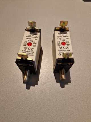 2x M. Schneider Eurofuse NH-00/000 Sicherung 25A 500V gG 120kA – Neu (Sonstige)1