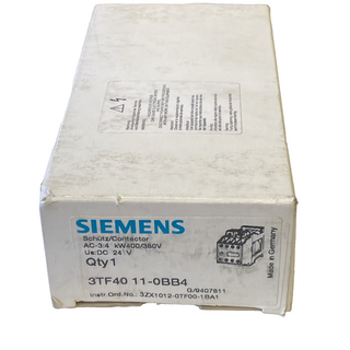 Siemens 3TF4011-0BB4 Leistungsschütz – 4kW | 24V DC | 1S+1Ö – NEU & OVP0