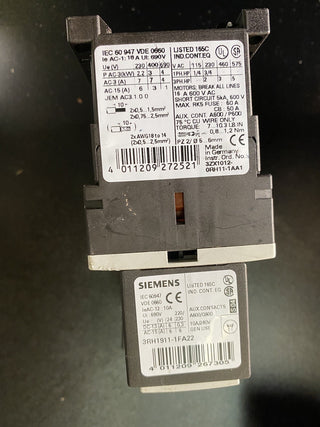 Siemens SIRIUS Leistungsschütz-Set: 3RT1016-2BB42 + Hilfsschalter 3RH1911-2FA220