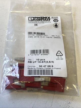 10x Phoenix Contact 3047086 Reduzierbrücke RB UT 10-ST(2,5/4) – NEU & OVP