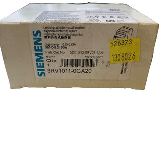 Siemens 3RV1011-0GA20 Motorschutzschalter S00 0,45–0,63A 100kA neu1