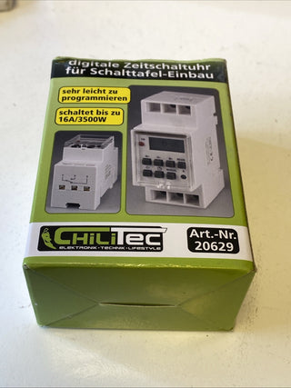 ChiliTec digitale Wochen Zeitschaltuhr für Schalttafel Einbau 230 V max. 3500 W1