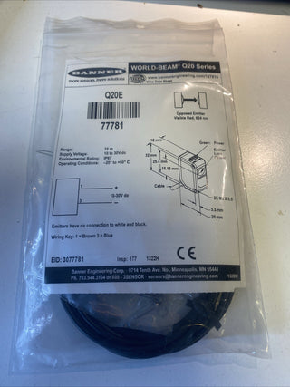 BANNER Q20E (77781) Fotoelektrischer Emitter Sensor | Demo-Einheit | NEU0