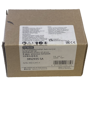 NEU Siemens SIRIUS 3-Phasen-Einspeiseklemme 3RV2935-5A Gr. S2 Originalverpackt0