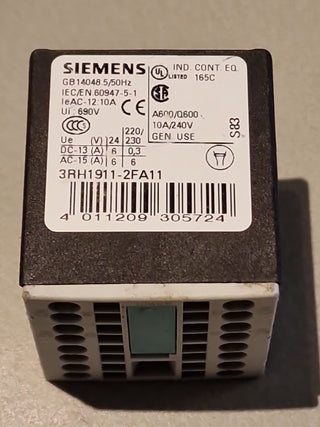 Siemens 3RH1911-2FA11 Hilfsschalterblock 10A 240V DC-13 / AC-15#24