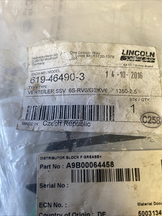 Lincoln SKF SSV 6S-RV6/GAK6 Progressivverteiler – NEU1