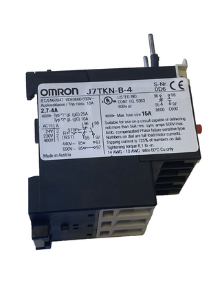 Omron J7TKN-B-4 Motorschutzrelais Überlastrelais 2,7-4,0A J7KN 3-polig Gebraucht0
