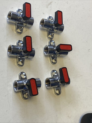 6x Aignep Mini-Kugelhahn 6490 – 1/4" IG/IG mit Montageflansch (Ghilux Serie)6