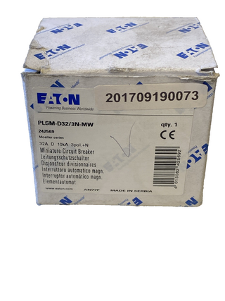 Eaton PLSM-D32/3N-MW Leitungsschutzschalter 32A Char. D 10kA 3P+N (242569) – NEU1
