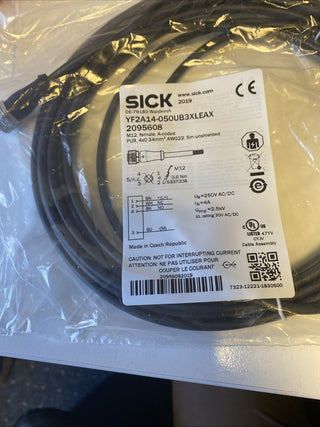 SICK YF2A14-050UB3XLEAX 2095608 M12 Female A-Coded PUR 4x0.34mm2