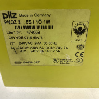 474859 | Pilz | (PNOZ 3) Not-Aus-Relais 240VAC 9VA 50/60Hz3