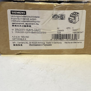 Siemens 3RV2011-1GA15-0BA0 Leistungsschalter | Motorschutz | NEU2