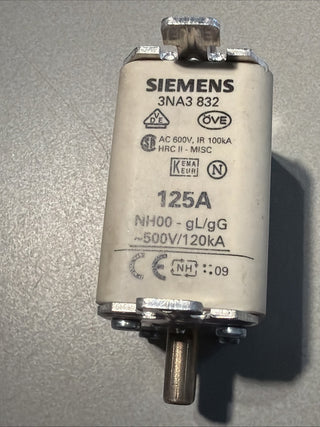 1x Siemens 3NA3832 Sicherungseinsatz 125A 500V 3NA3 8324