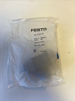 Festo 153477 HE-3-QS-10 Absperrventil Handeinschaltventil 10mm 0-10 bar HE3 NEU0