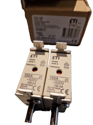 2x ETI - 004181214 - Sicherung NH00C 100AETI3