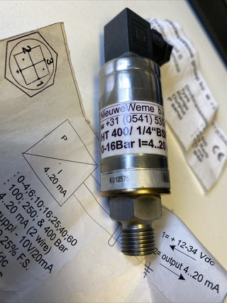 NieuweWeme HT 400 Drucktransmitter | 0-16 bar | 1/4" BSP | NEU10