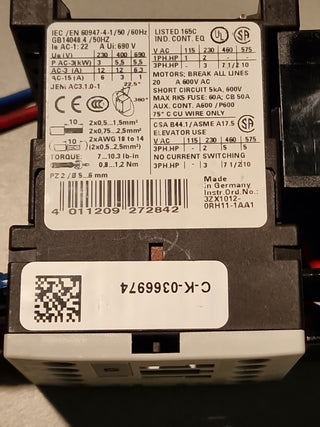 Siemens Sirius 3R 3RT1017-1AP01 ,#121