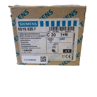 Siemens 5SY6520-7 Leitungsschutzschalter C20A (1+N) – NEU & OVP1
