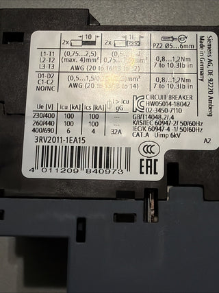Siemens Sirius 3RV2011-1EA15 Leistungsschalter2